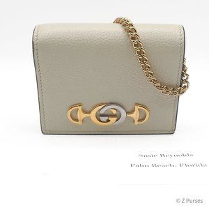 GUCCI WALLET ON CHAIN CALFSKIN PEBBLED LEATHER